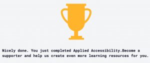 Blog #100DaysOfCode Day 5 Award Applied Accessibility Trophy